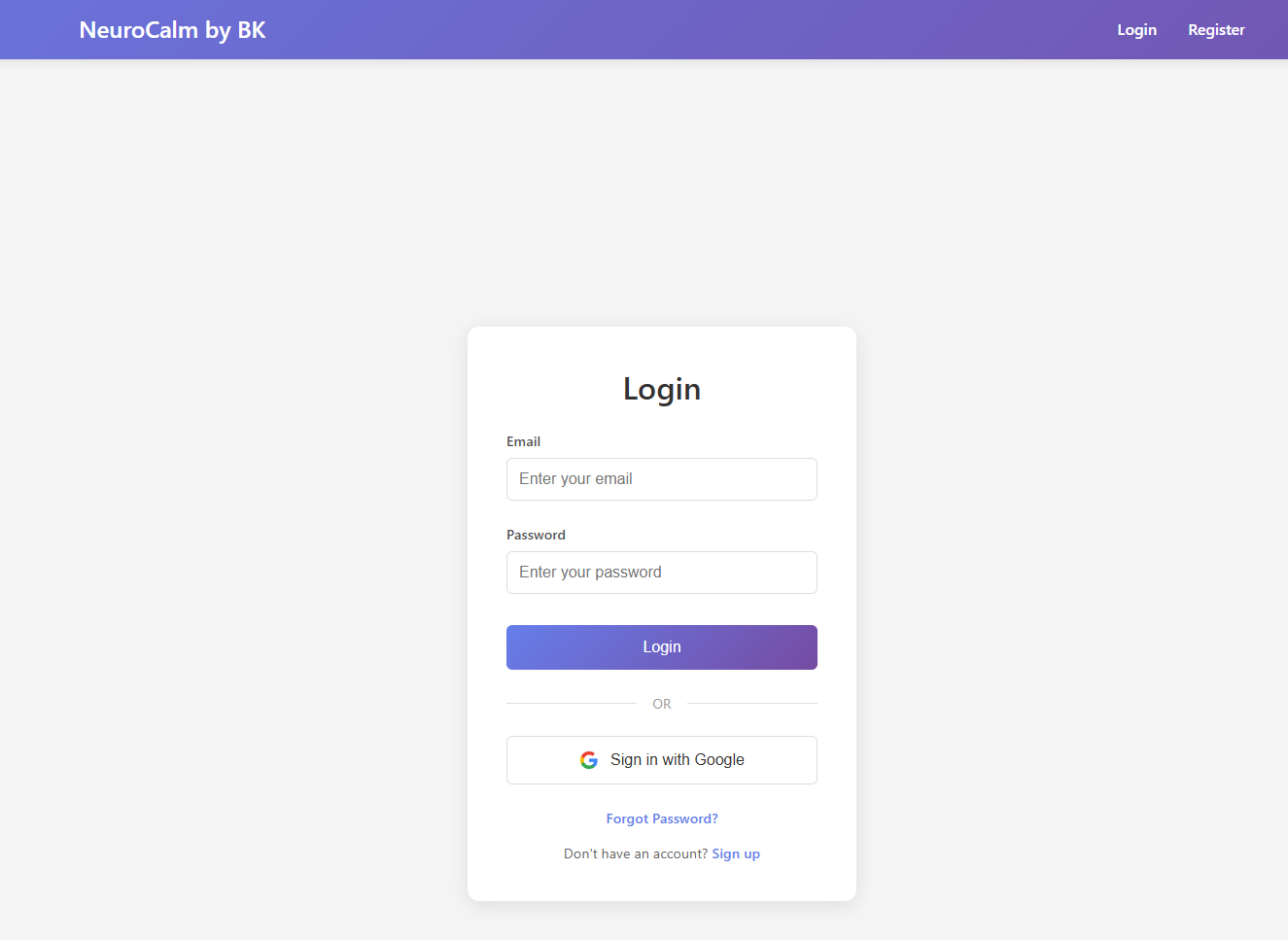 Neurocalm dashboard