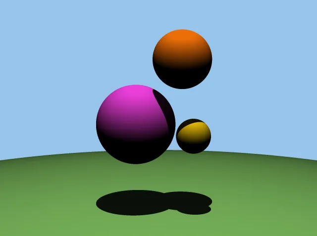 A scene with a sky gradient and a ground plane, with shadows cast onto it